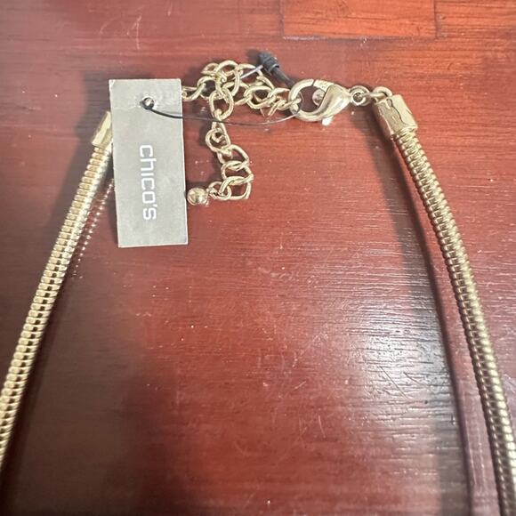 Chico's ASTER FRINGE Necklace Pearl Waterfall Gold Cream NWT $69 Statement - Picture 4 of 10